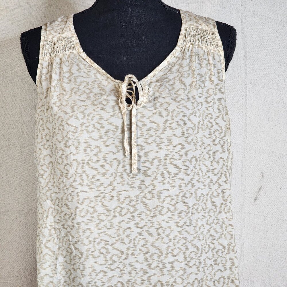 The North Face Cream Abstract Animal Print Viscose Tie Front Annabella Tank Sz L - Picture 3 of 16